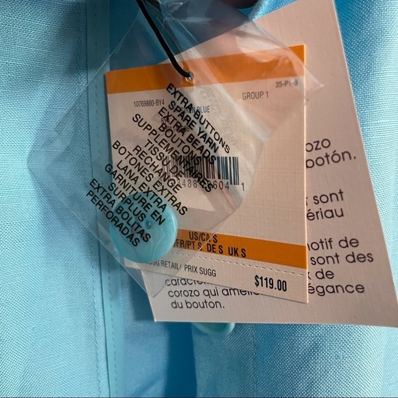 Anne Klein linen top / Jacket blue button down NWT - Picture 4 of 8